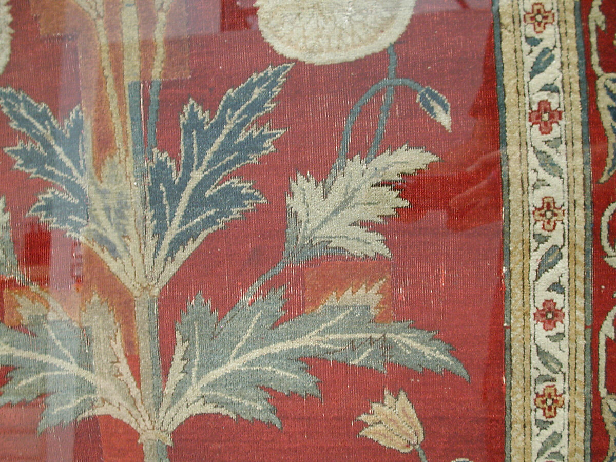 Carpet with Niche and Flower Design, Cotton (warp and weft), silk (weft), wool (pile); asymmetrically knotted pile
