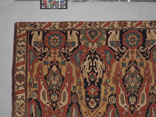 Carpet, Cotton (warp), wool (weft); symmetrically woven pile