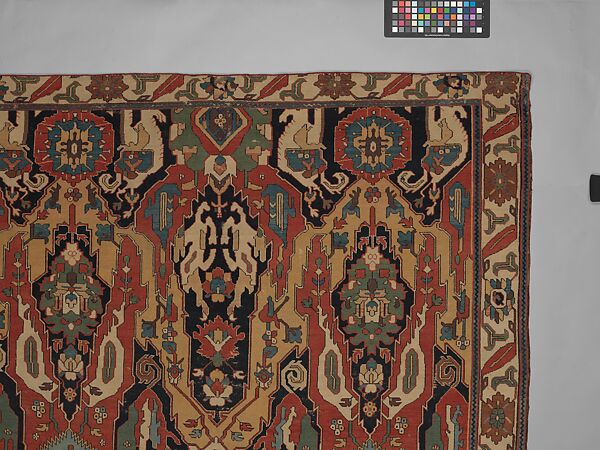 Carpet, Cotton (warp), wool (weft); symmetrically woven pile