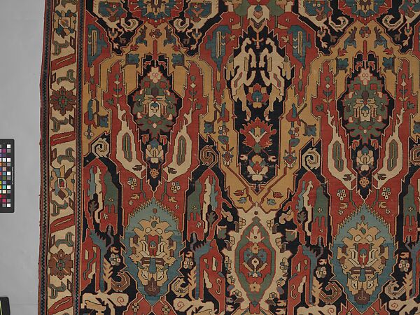 Carpet, Cotton (warp), wool (weft); symmetrically woven pile