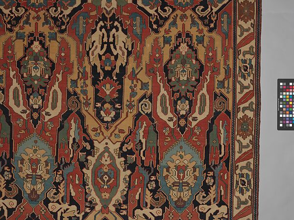 Carpet, Cotton (warp), wool (weft); symmetrically woven pile