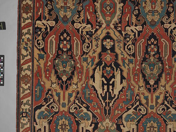 Carpet, Cotton (warp), wool (weft); symmetrically woven pile