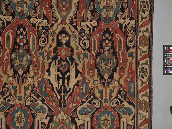 Carpet, Cotton (warp), wool (weft); symmetrically woven pile