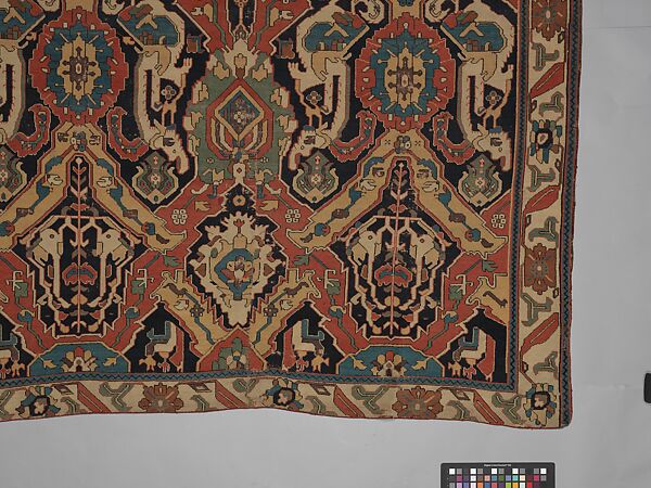 Carpet, Cotton (warp), wool (weft); symmetrically woven pile