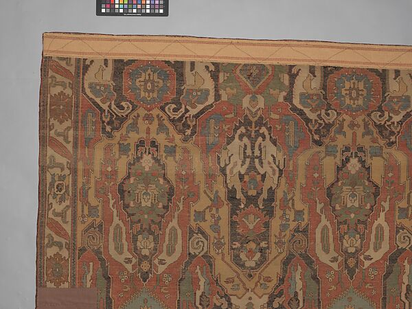 Carpet, Cotton (warp), wool (weft); symmetrically woven pile