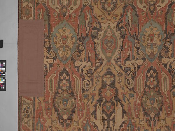 Carpet, Cotton (warp), wool (weft); symmetrically woven pile