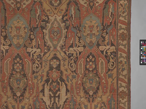 Carpet, Cotton (warp), wool (weft); symmetrically woven pile
