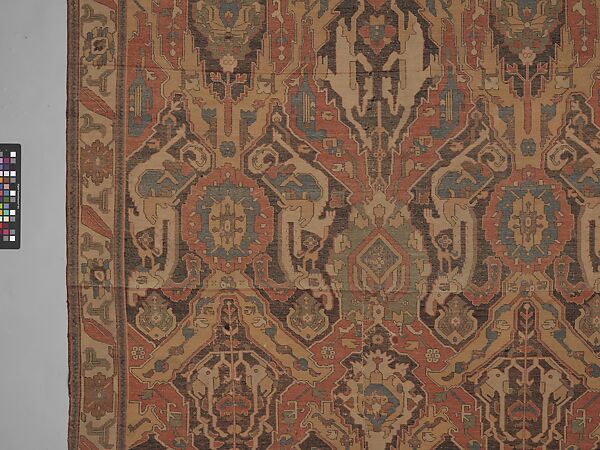 Carpet, Cotton (warp), wool (weft); symmetrically woven pile