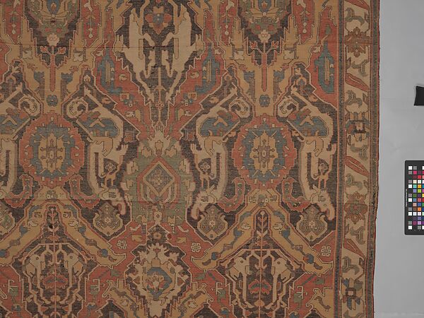 Carpet, Cotton (warp), wool (weft); symmetrically woven pile