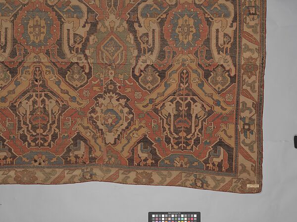 Carpet, Cotton (warp), wool (weft); symmetrically woven pile