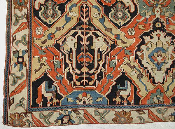 Carpet, Cotton (warp), wool (weft); symmetrically woven pile