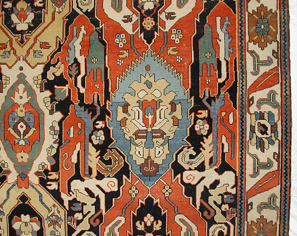 Carpet, Cotton (warp), wool (weft); symmetrically woven pile