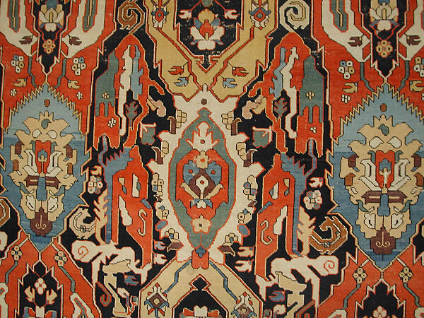 Carpet, Cotton (warp), wool (weft); symmetrically woven pile