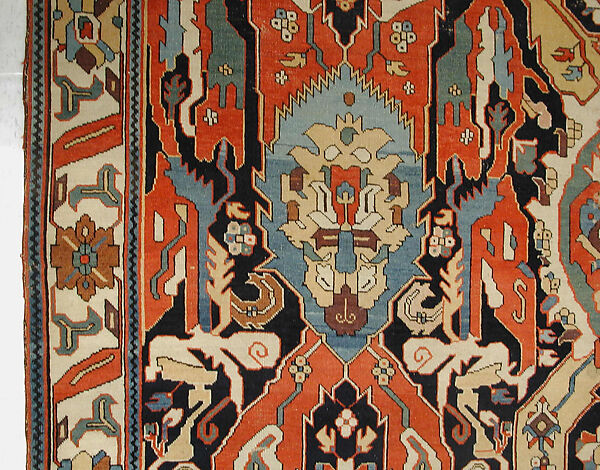 Carpet, Cotton (warp), wool (weft); symmetrically woven pile
