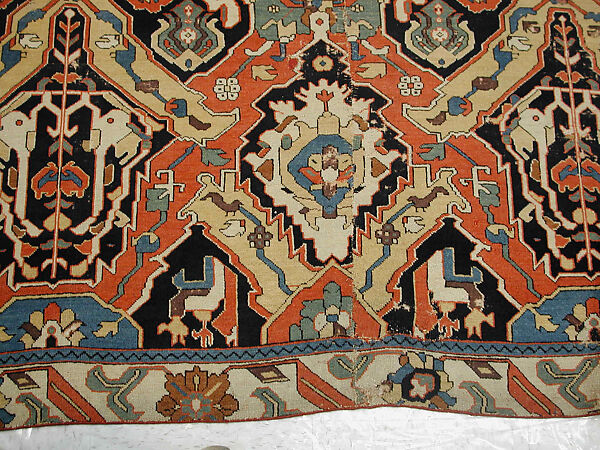 Carpet, Cotton (warp), wool (weft); symmetrically woven pile