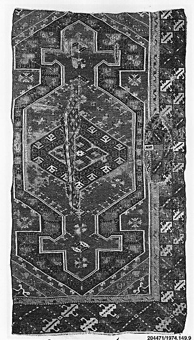 Textile Fragment, Wool (warp, weft and pile); symmetrically knotted pile