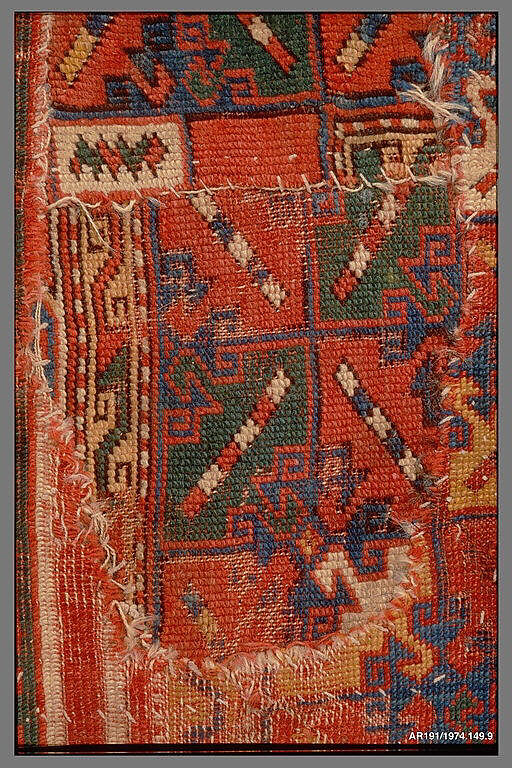 Textile Fragment, Wool (warp, weft and pile); symmetrically knotted pile