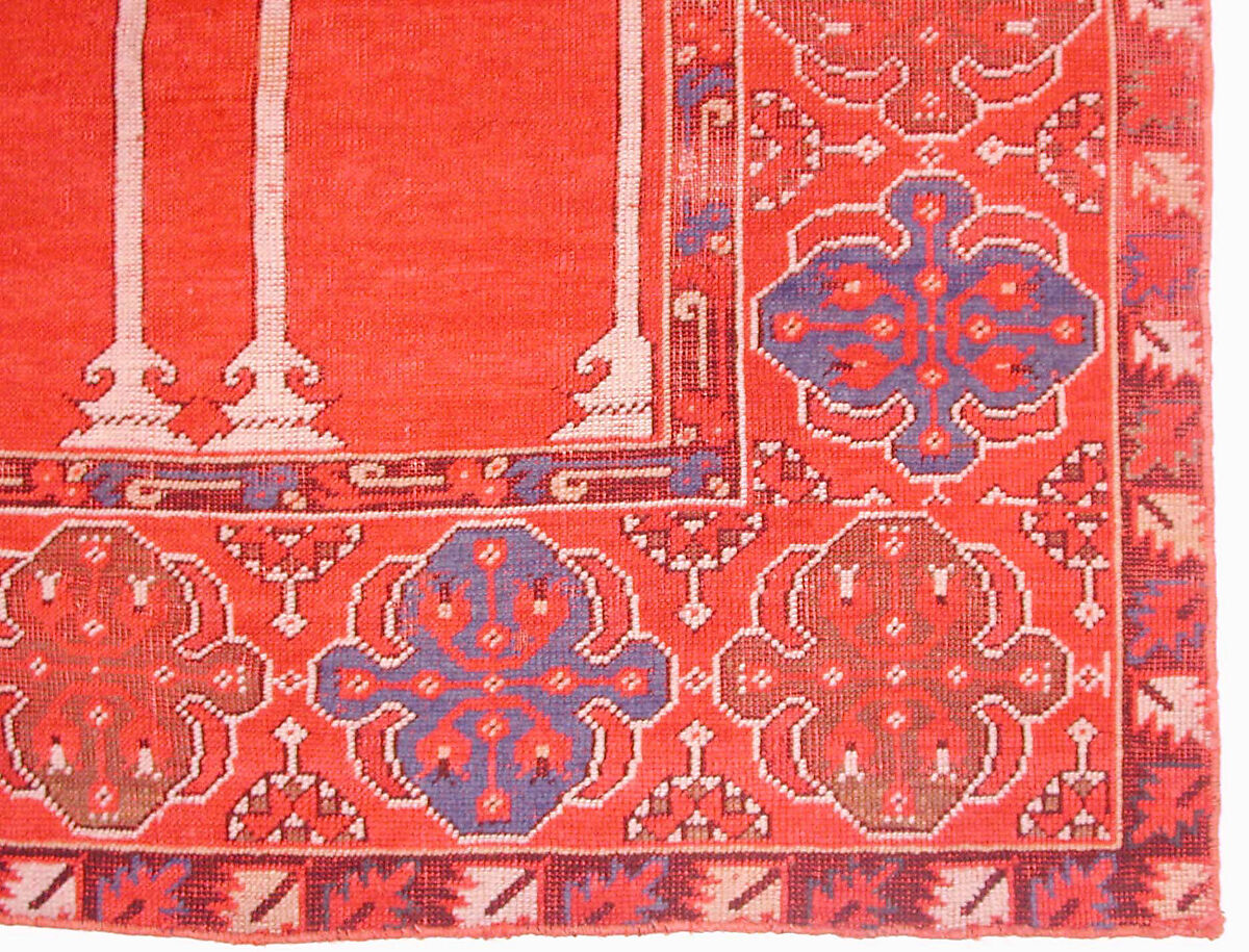 Prayer Rug with Triple Arch Design, Wool (warp, weft, and pile); symmetrically knotted pile