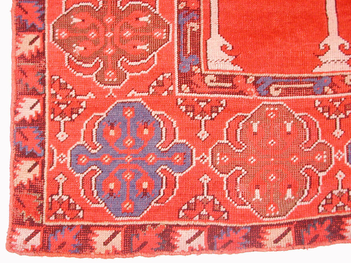 Prayer Rug with Triple Arch Design, Wool (warp, weft, and pile); symmetrically knotted pile