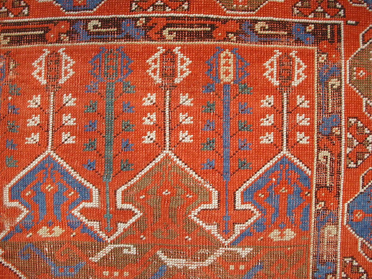 Prayer Rug with Triple Arch Design, Wool (warp, weft, and pile); symmetrically knotted pile