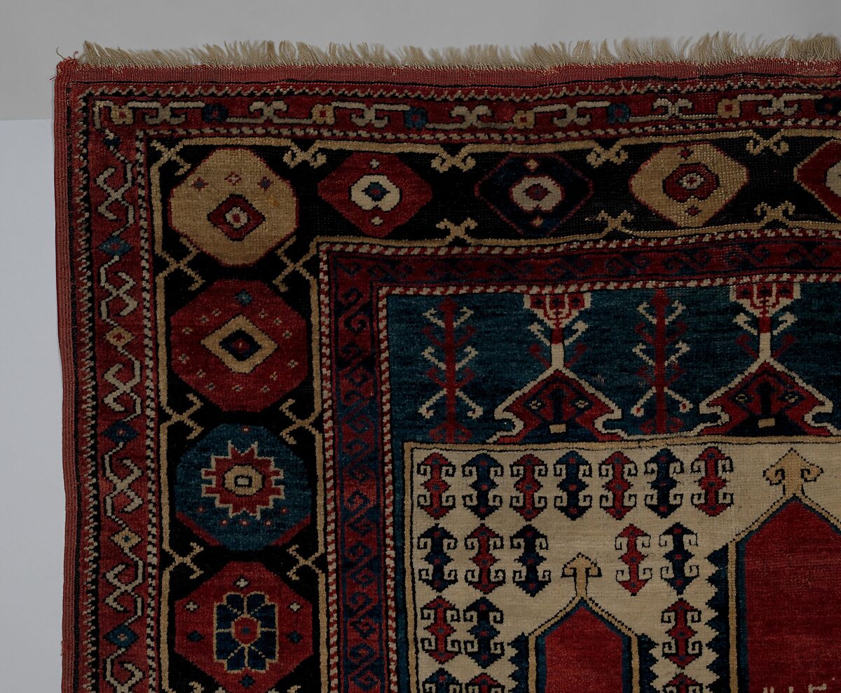 Carpet with Double-Ended Triple Niche, Wool (warp, weft, and pile); symmetrically knotted pile