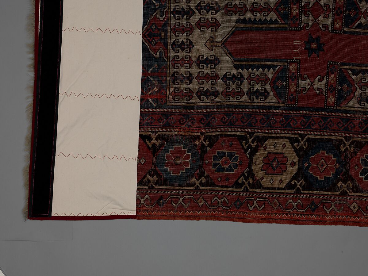 Carpet with Double-Ended Triple Niche, Wool (warp, weft, and pile); symmetrically knotted pile