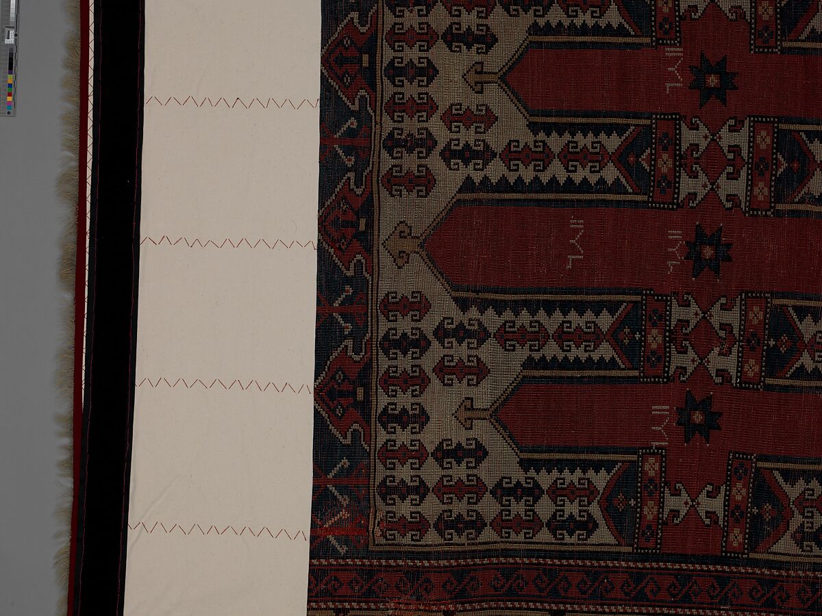 Carpet with Double-Ended Triple Niche, Wool (warp, weft, and pile); symmetrically knotted pile