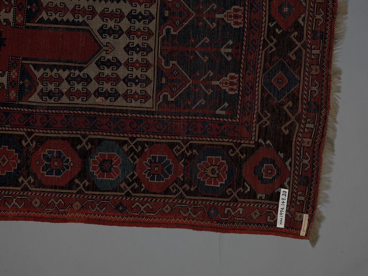 Carpet with Double-Ended Triple Niche, Wool (warp, weft, and pile); symmetrically knotted pile