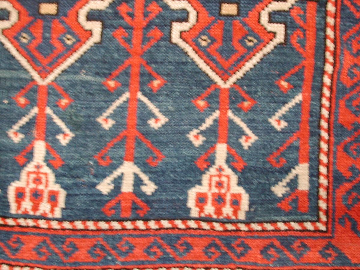 Carpet with Double-Ended Triple Niche, Wool (warp, weft, and pile); symmetrically knotted pile