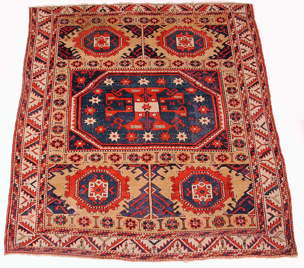 Holbein Ezine Carpet, Wool (warp, weft, and pile); symmetrically knotted pile