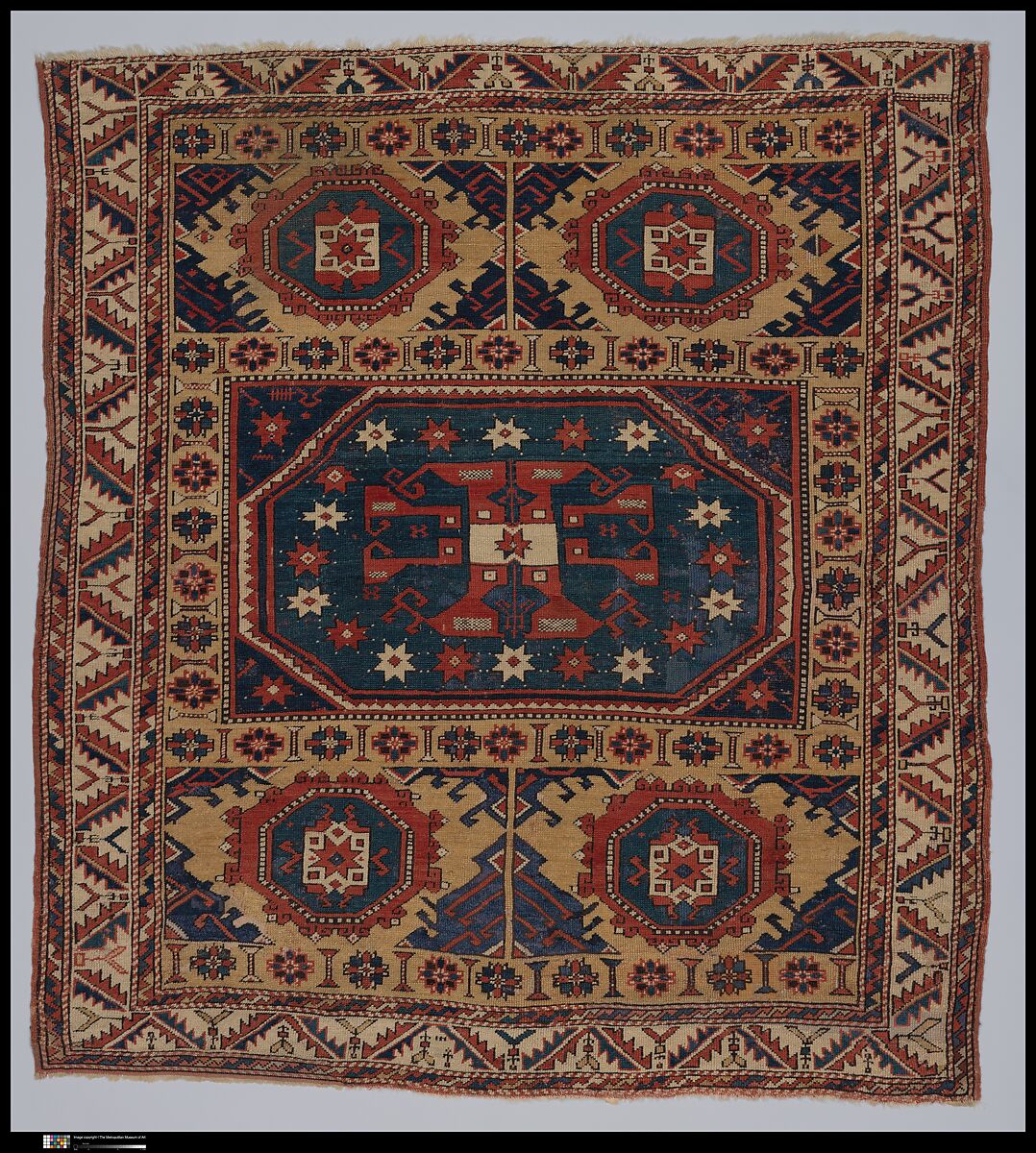 Holbein Ezine Carpet, Wool (warp, weft, and pile); symmetrically knotted pile 
