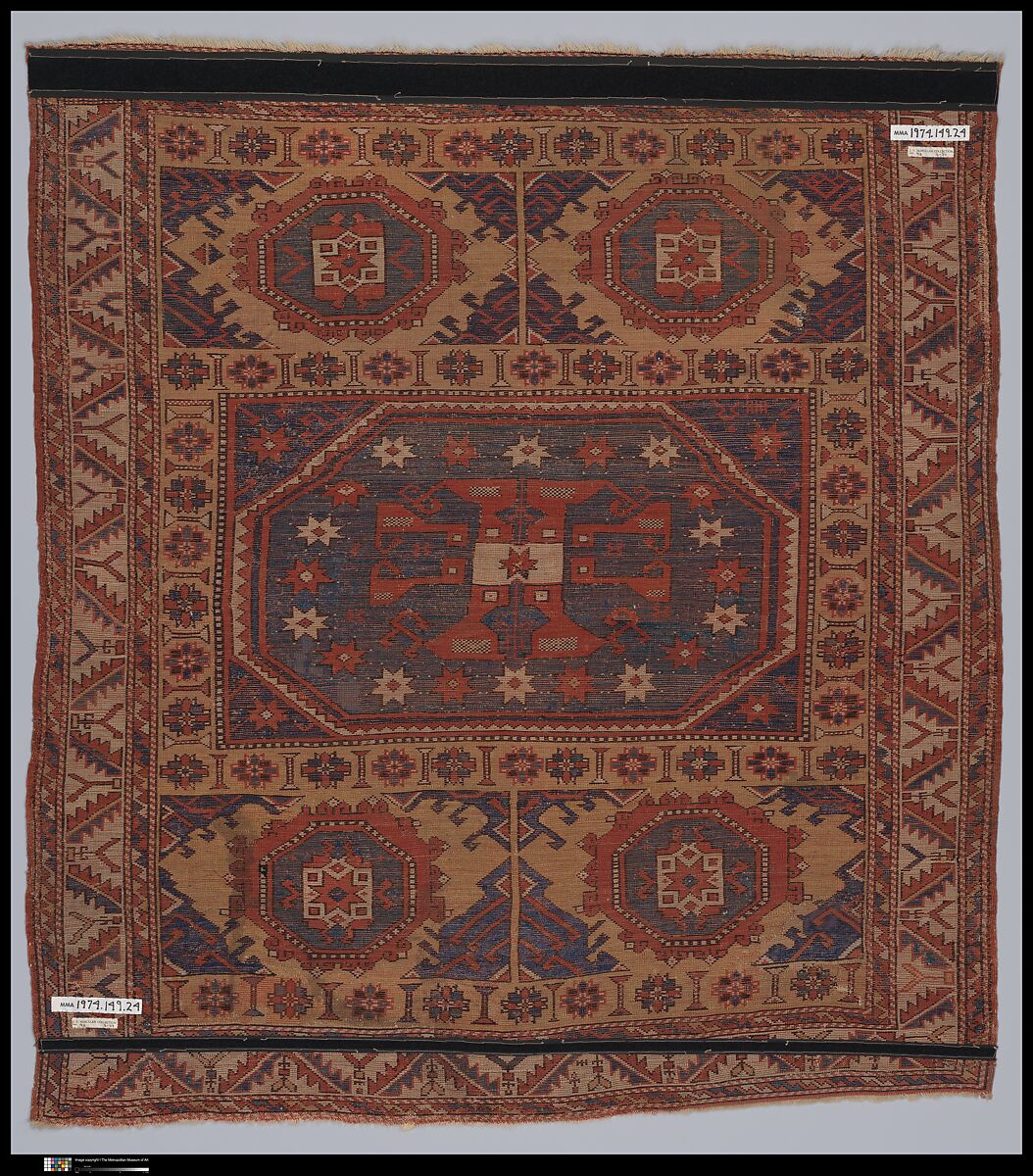 Holbein Ezine Carpet, Wool (warp, weft, and pile); symmetrically knotted pile