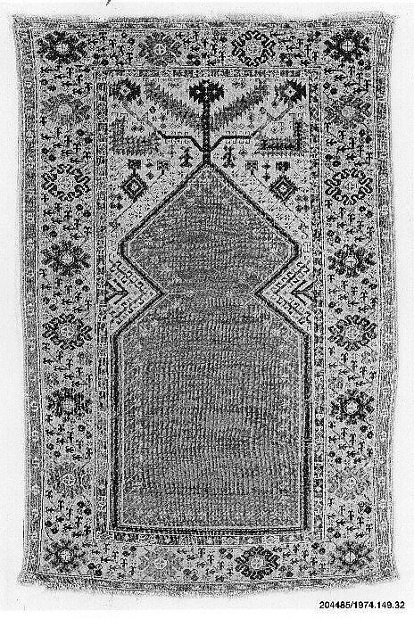 Carpet with Niche Design, Wool (warp, weft, and pile); symmetrically knotted pile
