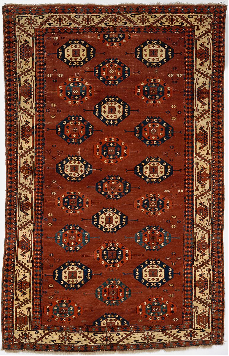 Yomut Main Carpet, Wool pile on wool and cotton foundation