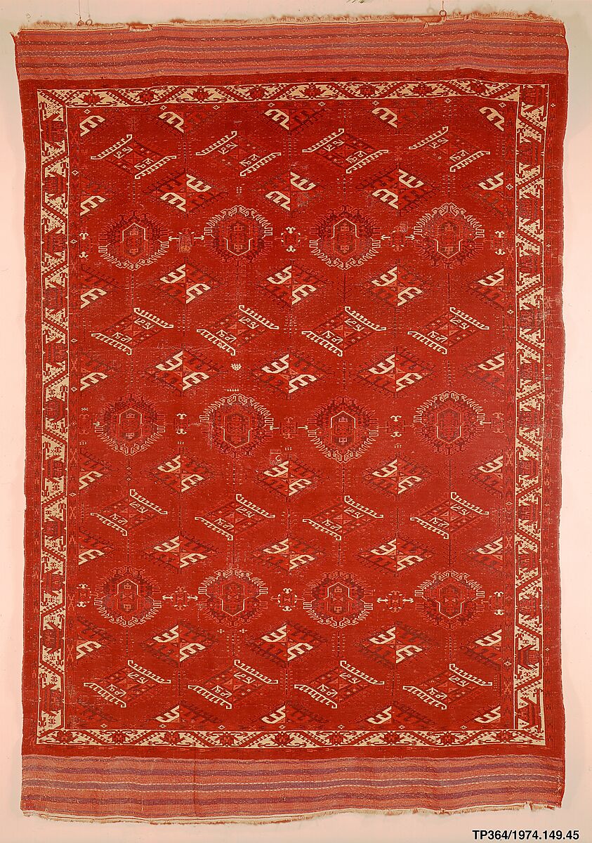 Yomut Main Carpet, Wool (warp, weft); asymmetrically knotted pile
