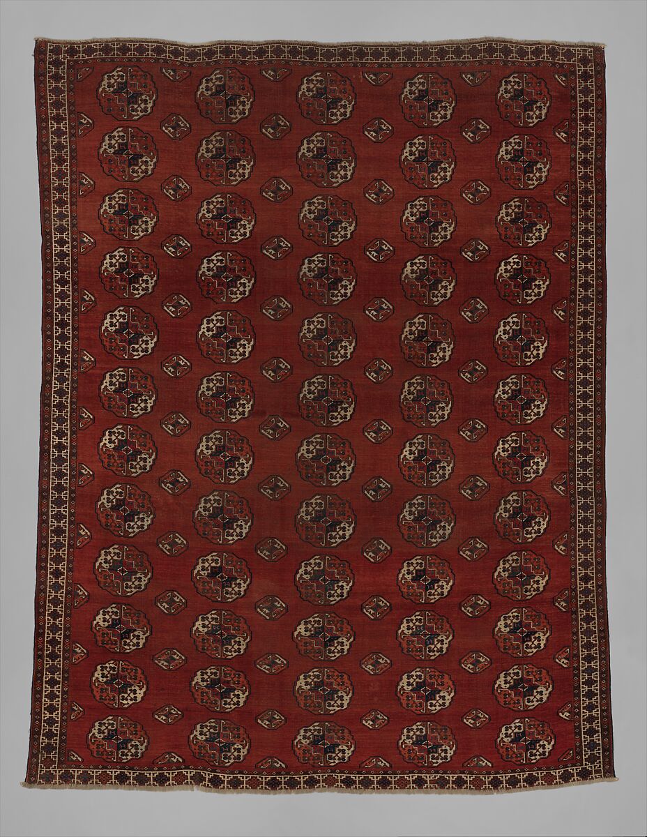 Salor Main Carpet, Wool (warp, weft, and pile), silk; asymmetrically knotted pile 