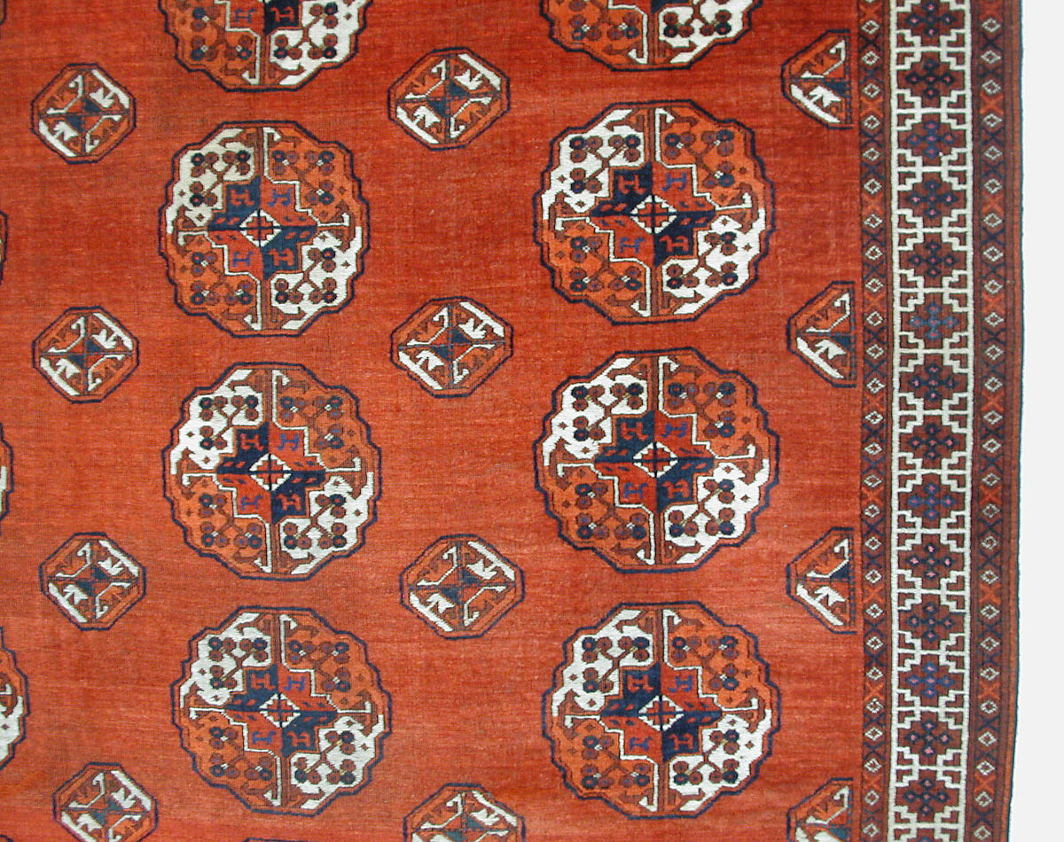 Salor Main Carpet, Wool (warp, weft, and pile), silk; asymmetrically knotted pile