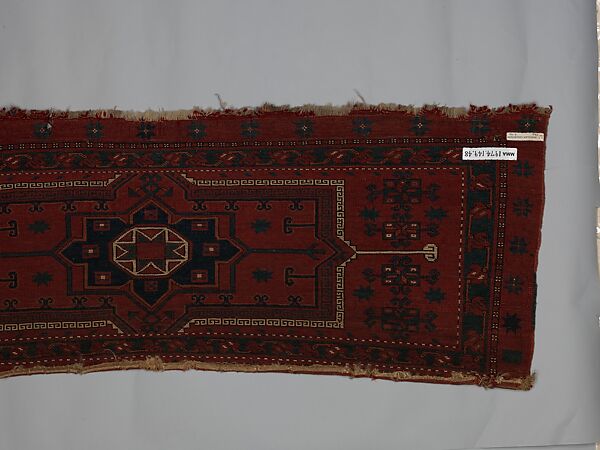 Storage Bag Fragment, Wool (warp, weft and pile), cotton (pile); asymmetrically knotted pile