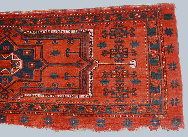 Storage Bag Fragment, Wool (warp, weft and pile), cotton (pile); asymmetrically knotted pile