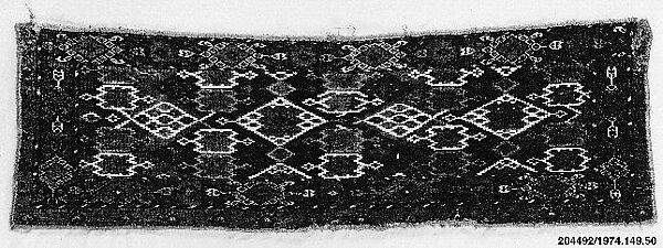 Storage Bag Fragment, Wool (warp, weft, and pile), cotton (pile); asymmetrically knotted pile