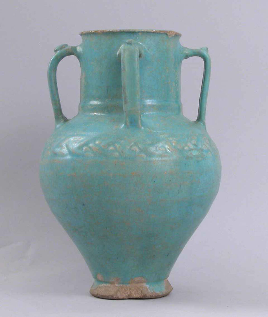 Vase, Stonepaste; painted under transparent glaze 