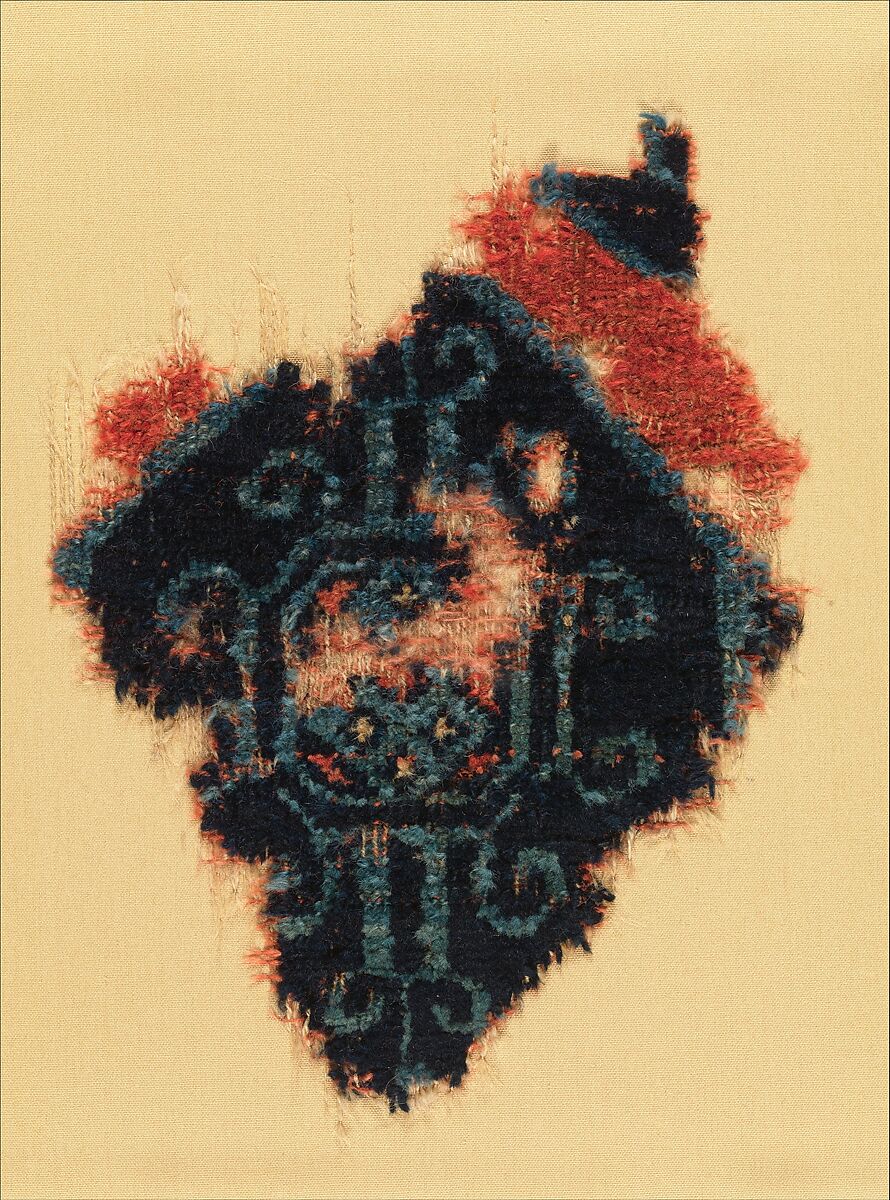 Carpet Fragment, Wool (warp, weft, and pile); symmetrically knotted pile 