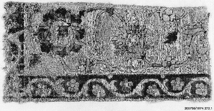 Velvet Fragment with Scrolling Floral Vine Design, Silk, metal wrapped thread; cut and voided velvet, brocaded