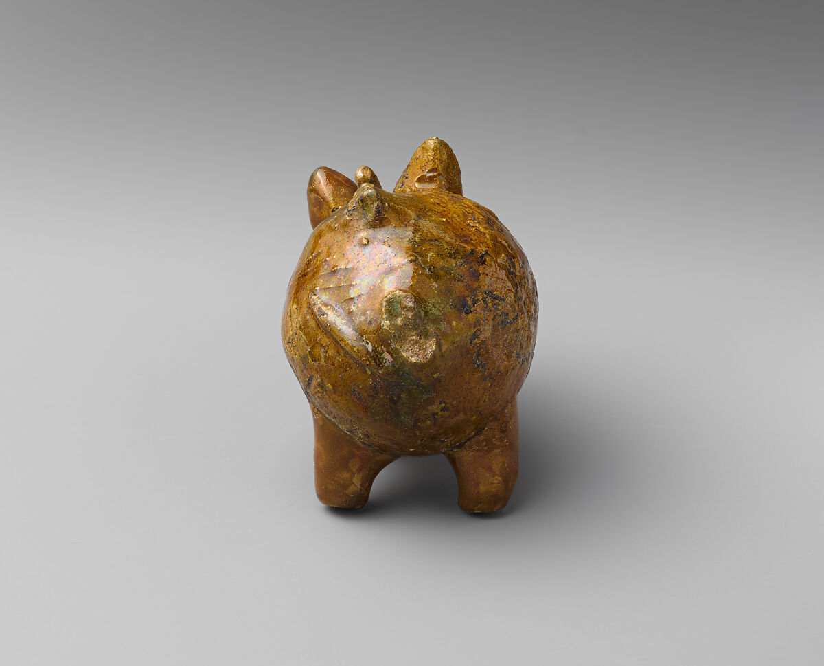 Lamp, Earthenware; applied, incised, cut, glazed