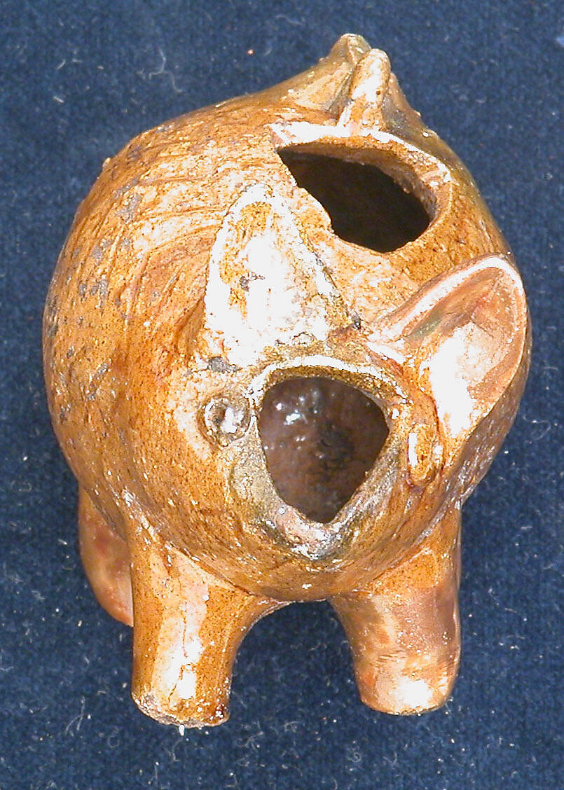 Lamp, Earthenware; applied, incised, cut, glazed