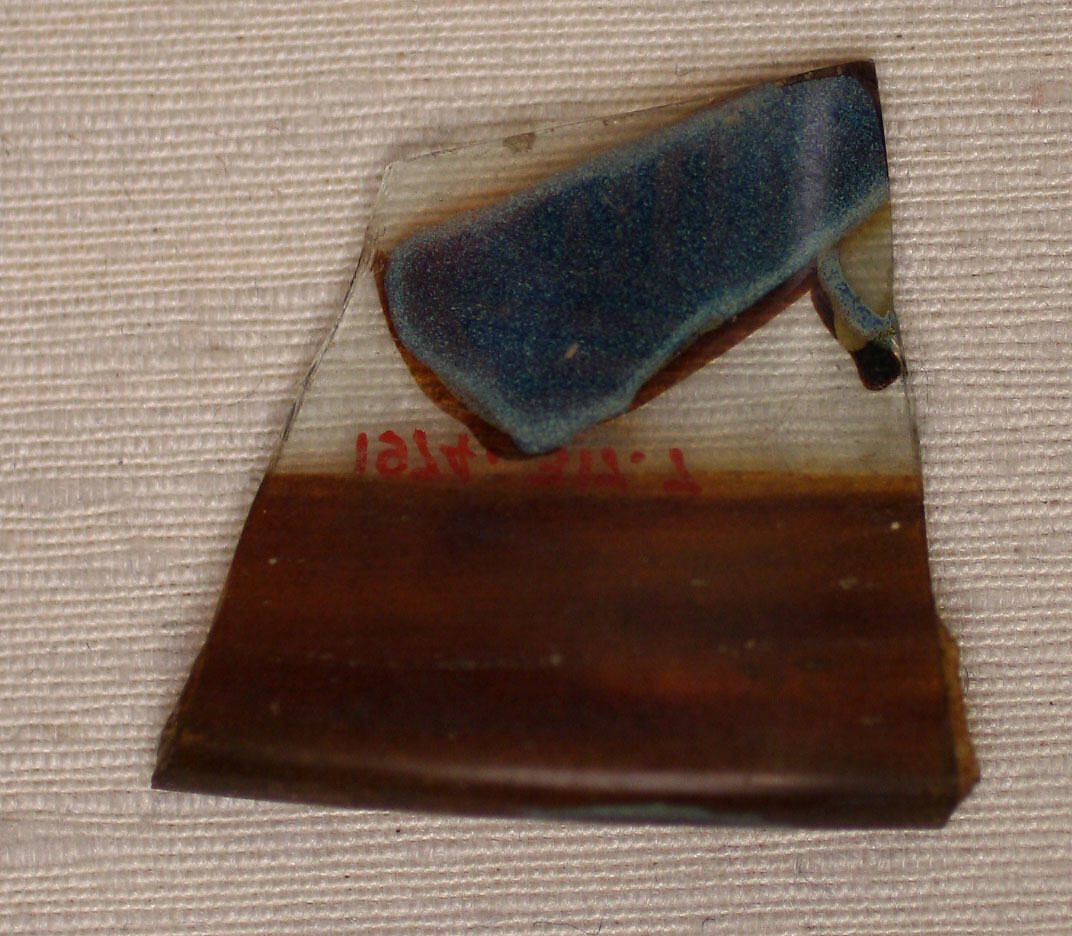 Fragment, Glass; stained and luster-painted 