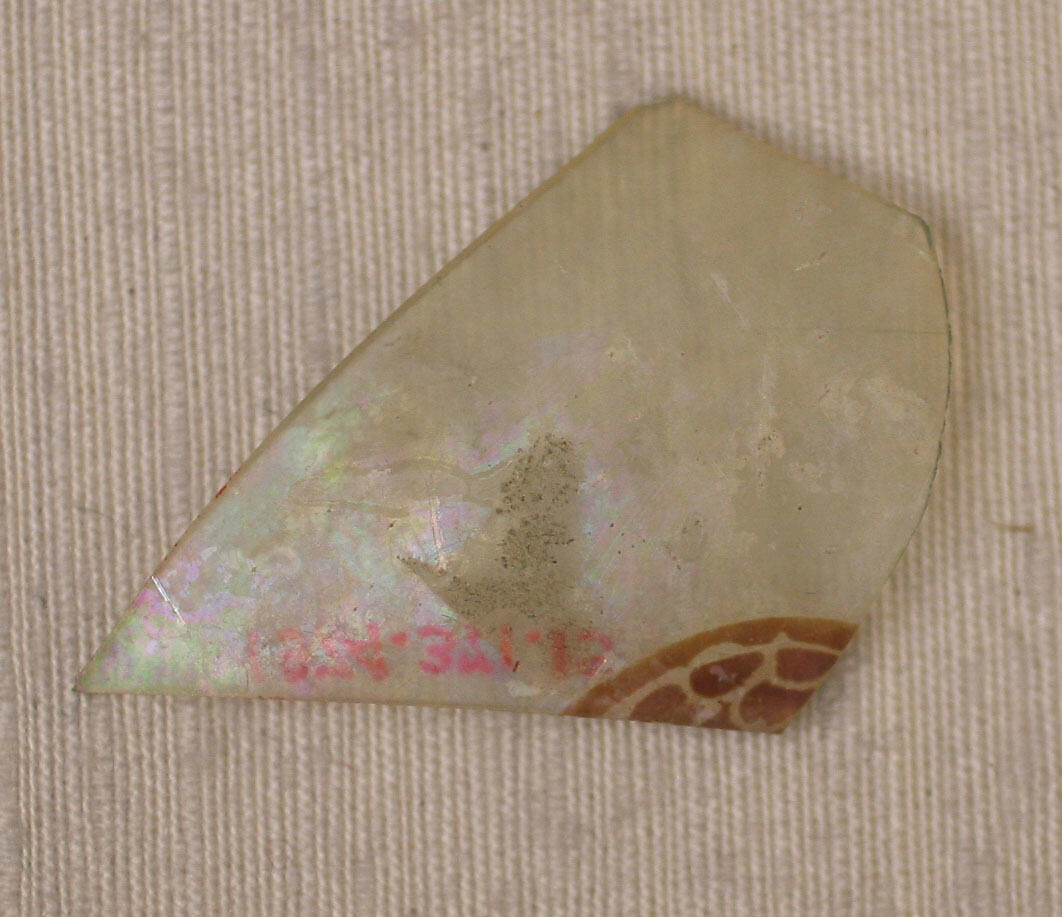 Fragment, Glass; stained and luster-painted 