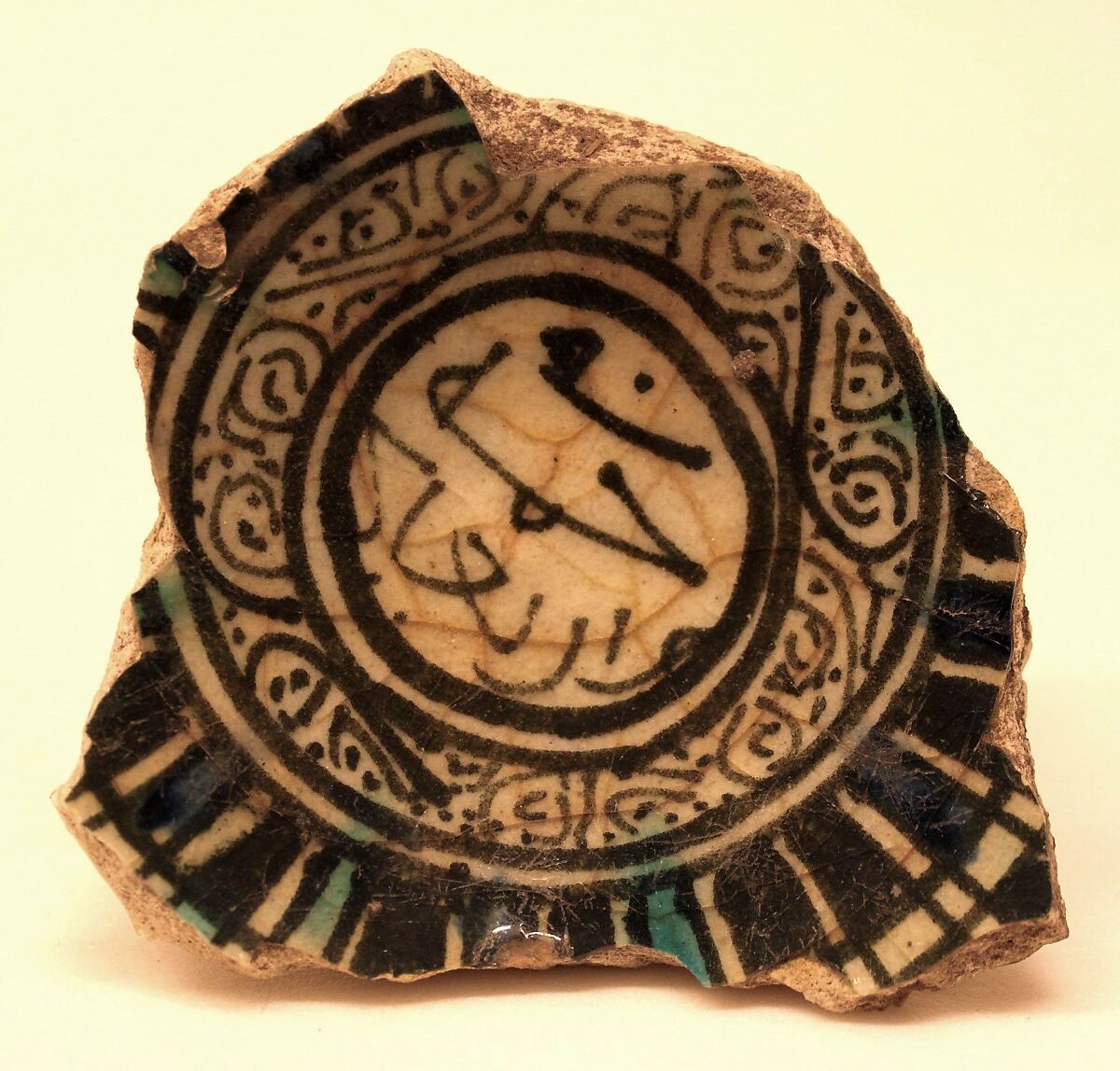 Fragment, Stonepaste; polychrome painted under transparent glaze 