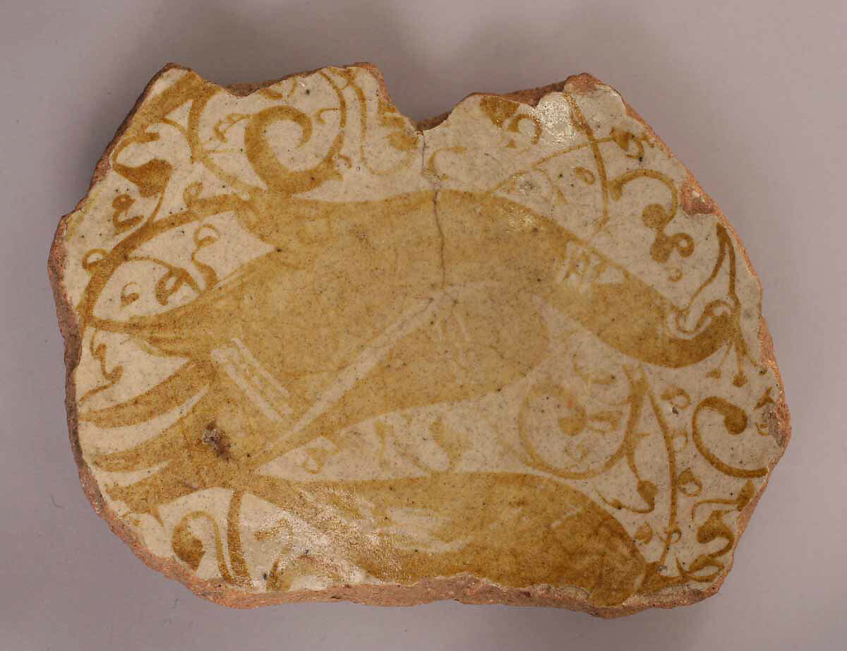 Fragment, Stonepaste; painted under transparent glaze 