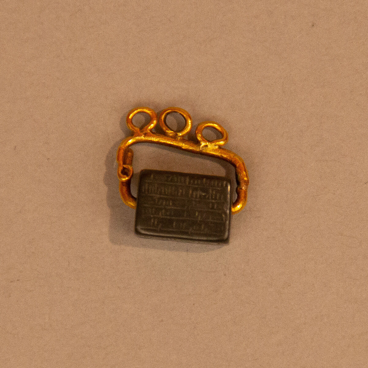 Seal Stone, Hematite; incised with gold fittings